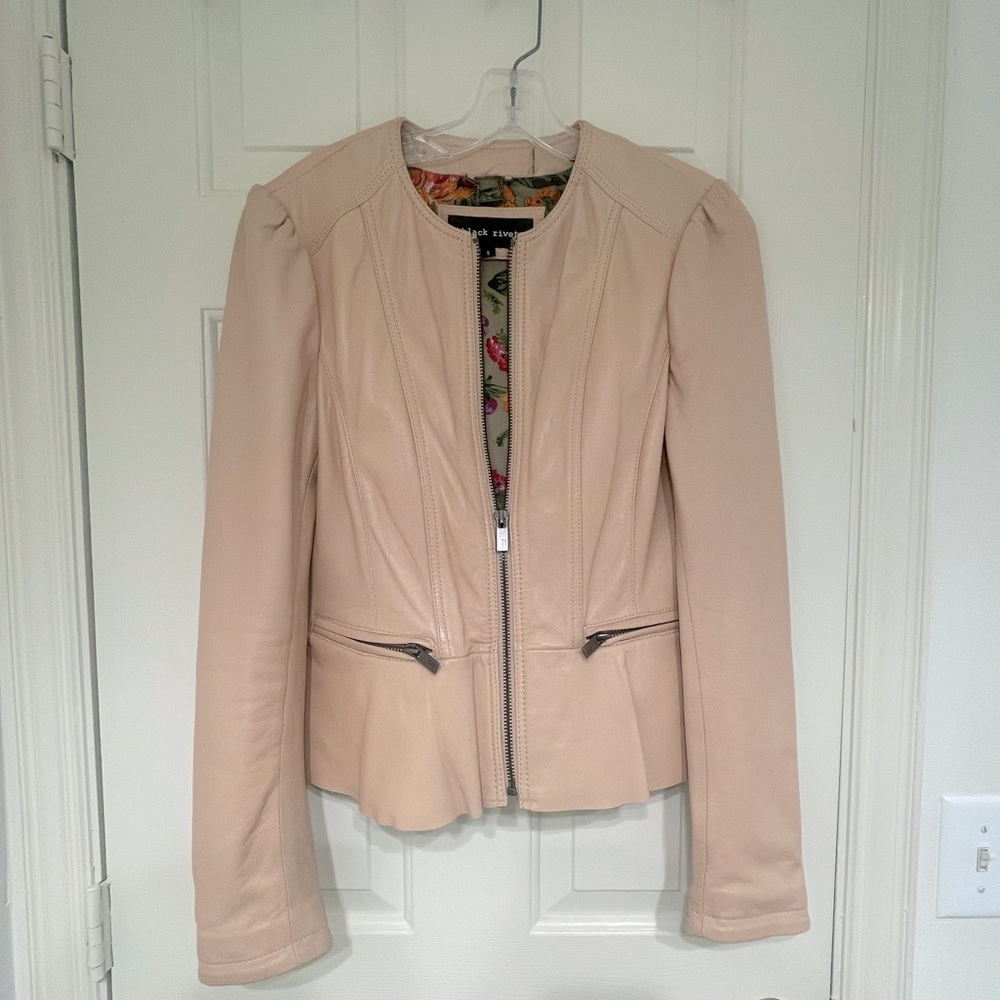 Black Rivet Pink Leather Jacket